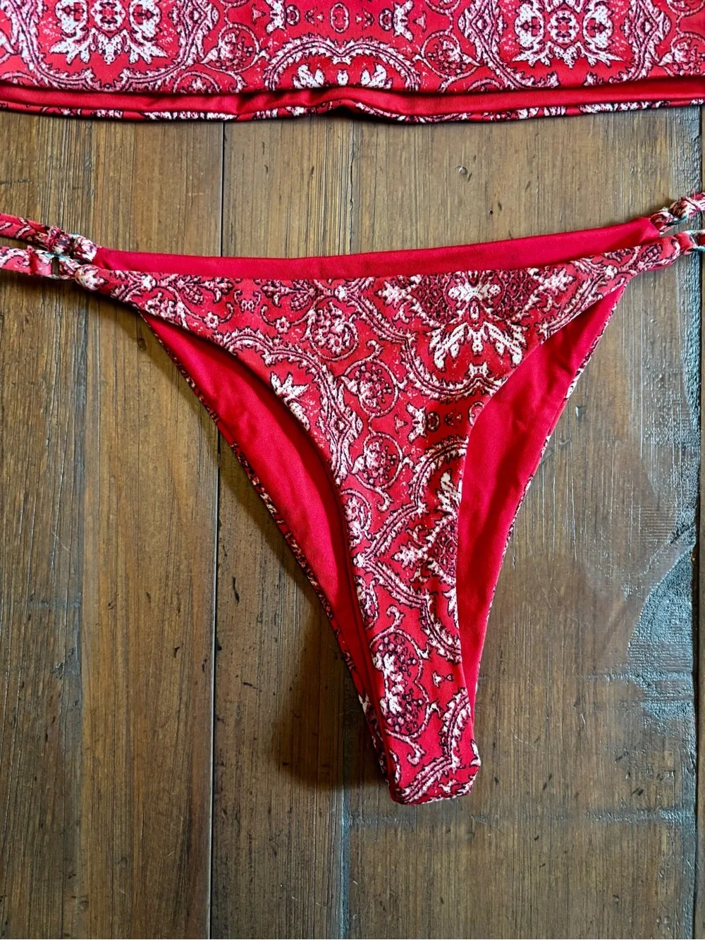 Frankie’s bikinis red bandana print bikini set